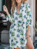 MQTIME  -  Summer New Beach Cover Ups Floral Printed Button Down Sundress Bikini Swimwears Femme Oversized Beachwear Mujer