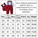 MQTIME  -  Baby Suits Newborn Boy Clothes Romper + Vest Infant Formal Clothing Outfit Party Bow Tie Children Toddler Birthday Dress 0- 24 M