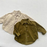  MQTIME  -  Autumn New Children Long Sleeve Shirts Cotton Girls Vintage Solid Coat Fashion Boys Casual Lapel Shirts Kids Clothes