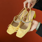 MQTIME  -  Fashion New Autumn High Heels Women's Summer Thick Heel Single Shoes Square Head Butterfly Women's Shoes
