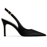 MQTIME  -  Summer New Pointed Head Shallow Mouth One-word Buckle Strap Thin Heel Sandals Women's Bag Head Empty High Heels
