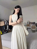 MQTIME  -  Sleeveless 2000s Vintage Y2k Midi Dress Women Casual Elegant One Piece Dress Korean Fashion Outfits Even Party Beach Style