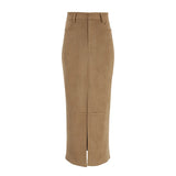  MQTIME  -  Winter Classic Knitted Suede High Waist Slim Straight Skirt European and American Versatile Sexy Split Casual Skirt Women