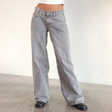 MQTIME  -  Y2K Baggy Jeans for Women Trendy Low Rise Casual Straight Leg Boyfriend Jeans Denim Pants with Pocket Streetwear