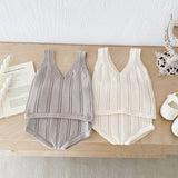 MQTIME  -  2psc Summer Newborn Infant Baby Boy Girls Knit Waistcoat + Shorts Muslin Sleeveless Hollow Ventilate Kids Fashion Baby Cloting