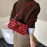 MQTIME  -  Retro American Circular Spots Fashion Messenger Bag Multi-pocket Large Capacity Crossbody Bags Shoulder Bag Woman Bags Purse