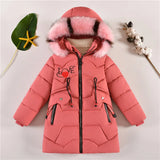 MQTIME   -30℃ Winter Padded Warm Jackets Girls Thick Plus Velvet Long Style Coats Teen Kids Heavy Cold-proof Hooded Windbreaker Snowsuit