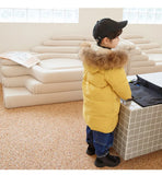 MQTIME  -  Large Fur Collar Kids Coats Boys Girls Thickened Down Jacket Children Winter Outerwear Teenager Hooded Casual Clothing 2-10Y