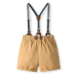 MQTIME  -  Summer Toddler Boy Outfits Korean Fashion Gentleman Tie Cotton Short Sleeve Baby Bodysuit+Shorts Kids Boutique Clothing BC1305