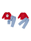 MQTIME  -  Kids Christmas Outfit Santa Claus Printed Long Sleeve Hoodie Top and Plaid Elastic Waist Pants with Pockets 2Pcs Set for