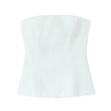  MQTIME  -  Women's Satin Textured Off-Shoulder Tops Fashionable Simple Sleeveless Short Tops Wrap Style for Stylish Casual Wear