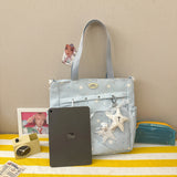  MQTIME  -  Korean Style Clear Window Pocket Tote Bag Women Star Pendant Large Capacity Daily School Handbags Fashion Shoulder Bags