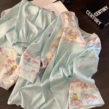 MQTIME  -   Spring Autumn Women Vintage Chinese-style Long-sleeve Pajamas Girls Student Homewear Women Soft  Loungewear Loose Robe Ladies