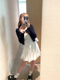 MQTIME  -  Coquette Mini White Skirts for Women Irregular Kawaii Pleated Skirt High Wasit A-line Lolita Style Fairycore Aesthetics