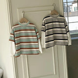 MQTIME  -  Autumn New Children Casual Striped T Shirts Girls Long Sleeve Tops Cotton Baby Shirts Toddler Tee Kids Clothes