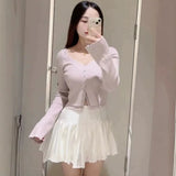 MQTIME  -  early spring elegant, sweet, high waisted, slimming, irregular luster, fluffy ballet skirt pants new color