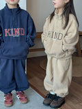  MQTIME  -  Winter New Children Plus Velvet Thick Clothes Set Boys Girls Fleece Letter Sweatshirt + Pants 2pcs Suit Kids Sports Outfits