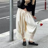MQTIME  -  Women's Lace Loose Lantern Pants Fashion Commuting Ruffle Casual Wide Leg  Streetwear Daily Trousers New Women Pants 2026