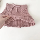 MQTIME  -  Autumn Spring 0-4Yrs Kids Knitting Solid Color Shorts Children Pants Baby Girl Knitting Short Skirt