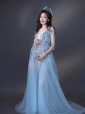 MQTIME  -  Maternity Tulle Dress for Photo Shoot Maternity Sequins Decorative Perspective Sexy Wedding Maternity Gown Photography Props