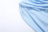 MQTIME  -  Light Blue Plunge Neck Slim Mini Dress Women Ruched Twist Front Bodycon Party Club Dress Summer Fashion Sexy Cocktail Gown