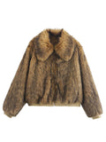 MQTIME  -  Warm Thick Lapel Fluffy Fur Coat For Women Casual Long Sleeve Faux Fur Female Jacket 2024 Winter High Street Commuting Outerwear
