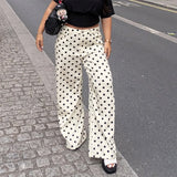 MQTIME  -  Stylish Polka-Dot Printing Jeans Women High-Waisted Loose Casual Street Trousers Spring Summer Female High Street Pants
