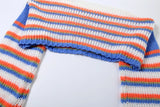  MQTIME  -  Fall Winter Striped Loose Knitted Pullover Sweaters Women Color Patchwork O Neck Long Sleeve Casual Jumpers Crop Tops