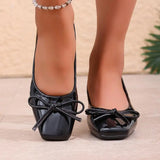 MQTIME  -  Elegant Ballet Wine Red Bowknot Medium Heel Pumps Women Summer Classic Square Toe Thick Heel Pumps Women Black Office Shoes