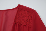 MQTIME  -  Dress Sexy Deep V Splicing Lace Waist Mesh Horn Sleeve Temperament Skirt