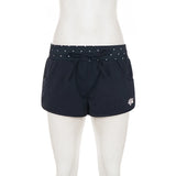  MQTIME  -  Women's Casual Summer Shorts with Polka Dot Elastic Waist With Floral Embroidery Drawstring Tie Side Pockets Loose  Mini Bottoms