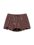 MQTIME  -  Brown Polka Dot Bubble Shorts Women Elastic Drawstring Waist Loose Flowy Puffy Short Pants Summer Holiday Weekend Shorts
