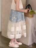 MQTIME  -  Girls Dress Spring and Summer New Childrens Clothing Korean Style Girl Baby Lace Splicing Flower Hanging Neck Halter Dress