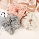 Mqtime Women Hair Scrunchies Fashion Bright Silk Hair Band Flower Shape Hair Tie Head Band Stretch Ponytail Rubber Band Headwear
