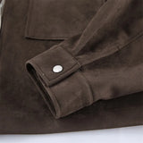 MQTIME  -  Retro Lapel Collar For Women Brown Suede Full Sleeve Big Pocket Zip Short Coat 2025 New Lady Autumn Chic High Street Jackets