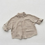  MQTIME  -  Autumn New Children Long Sleeve Shirts Cotton Boys Lapel Striped Shirts Fashion Baby Girls Casual Shirts Kids Clothes