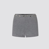 MQTIME  -  Women Summer Y2k Metal Hole Eyelet Elastic High Waist Shorts Slim Fit Solid Color Bodycon Bottoms Streetwear Boxers