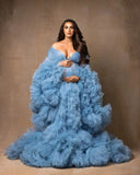 MQTIME  -  Puffy Ruffled Tulle Maternity Dress Women Robes for Photoshoot Extra Fluffy  Baby shower Photographie de vêtements de maternité