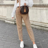 MQTIME  -  New Women Casual Pants High Waist Slim-fit Basic Pants Popular Hot Sale Plaid Color Straight Style Daily Trousers