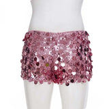 MQTIME  -  Women Sparkling Sequins Night Club Party Shorts Sexy Low Waist Slim Y2K Streetwear Bottoms Summer Holiday Outfitss All Matching