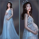 MQTIME  -  Maternity Tulle Dress for Photo Shoot Maternity Sequins Decorative Perspective Sexy Wedding Maternity Gown Photography Props