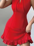 MQTIME  -  Summer New Sexy Short Sleeveless Female Dress Pure A-Line Fashion Arrival Women Clothing Fashion Temperament Bowknot Dresses