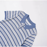 MQTIME  -  Y2K Women Summer Polo Shirt Blue White Contrast Striped Short Sleeve Knitted Blouse Cardigan Casual Commuter Hollow Tops