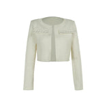 MQTIME  -  Y2k Pearl Dress Sets Women Autumn Long Sleeve Coat And Mini Dress Two Piece Sets Femme Sexy Strapless Dress Matching Sets