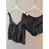 MQTIME  -  French Pure Desire Lace Mesh Strap Sleepwear Women's Summer 2025 New Sexy Hot Girl Home Clothes Set Summer