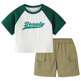 MQTIME  -  2Piece Summer Toddler Boy Outfits Korean kids Clothes Fashion Letter Short Sleeve Tops+Shorts Baby Clothing Children's Sets B046