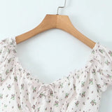 MQTIME  -  Summer New Style Strap Sweet Fragmented Flower Waist Bubble Sleeve Slimming Dress Short Skirt