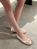 MQTIME  -  New French High End Satin Slip on Shoes for Women Niche Twisted Round Toe Flat Ballet Evening Shoes Daily Party Ladies Footwear