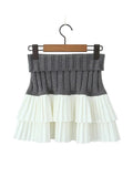 MQTIME  -  Sexy Knitted Double Layered Pleated Mini Skirt Women Elegant Sweet High Waist Cake Short Skirts Fluffy Autumn Street Party