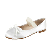 MQTIME  -  Stylish New Round Toe Bow Satin Ballet Flat Women's Shoes